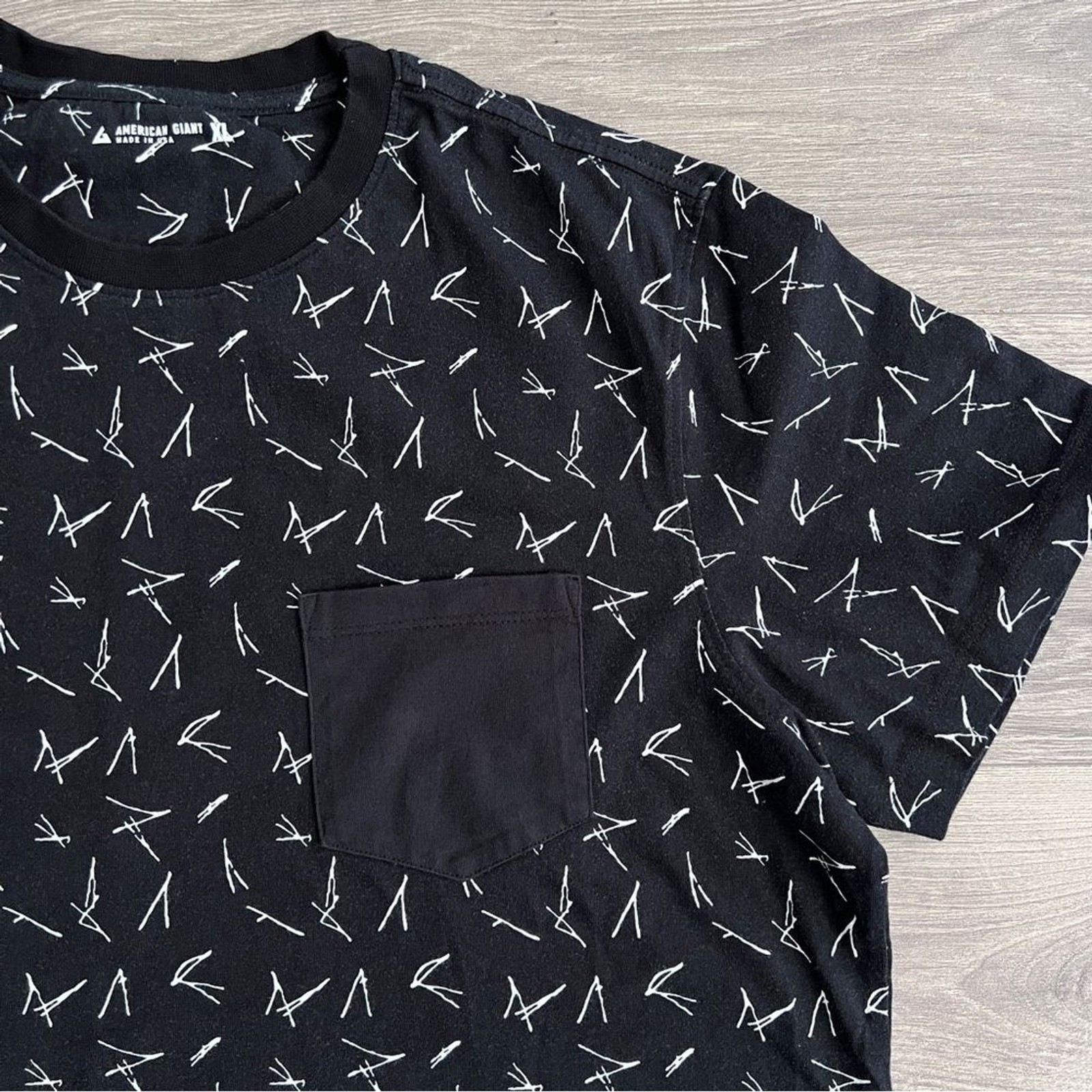 AMERICAN GIANT Mens Heavyweight Pocket Tee XL Black Crewneck Casual Workwear 90s gallery