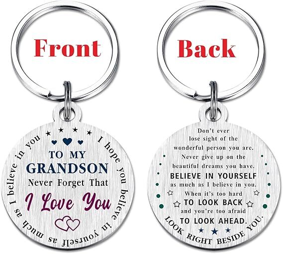 Grandson Graduation Gifts- Keychain for Grandson Father's Day Birthday Christmas gallery