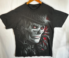 Spiral Direct T-Shirt Mens Medium M Black Skull Face Front & Rear Mens