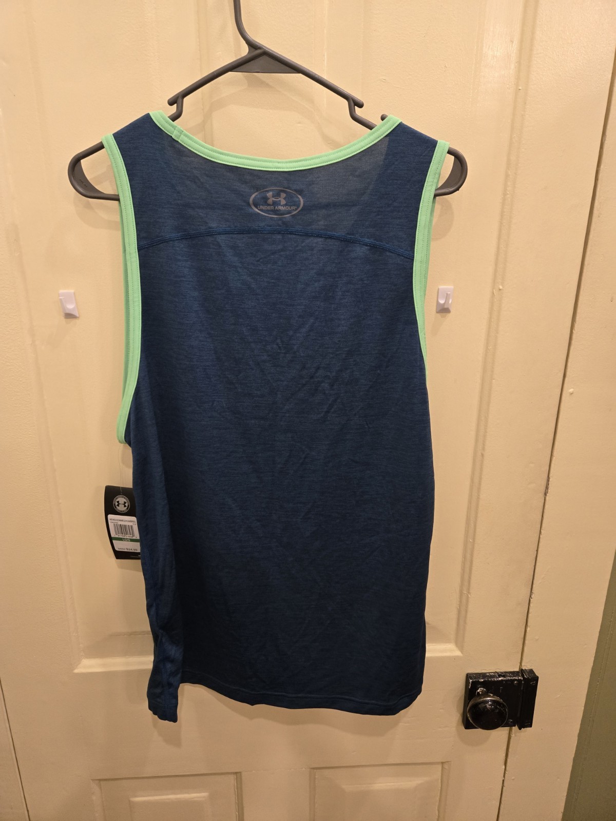 Sz L Under Armour Tech Tank HeatGear Dark Teal/Green Sleeveless Workout Shirt gallery