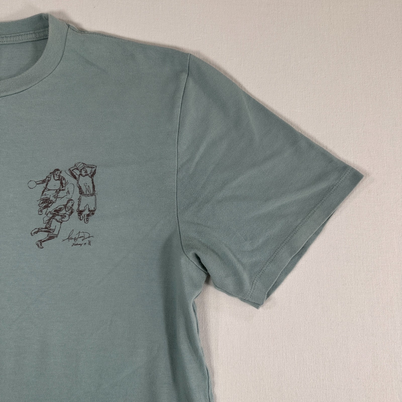 Aime Leon Dore Mens Basketball Study T Shirt Blue Size L Signed Graphic Tee gallery