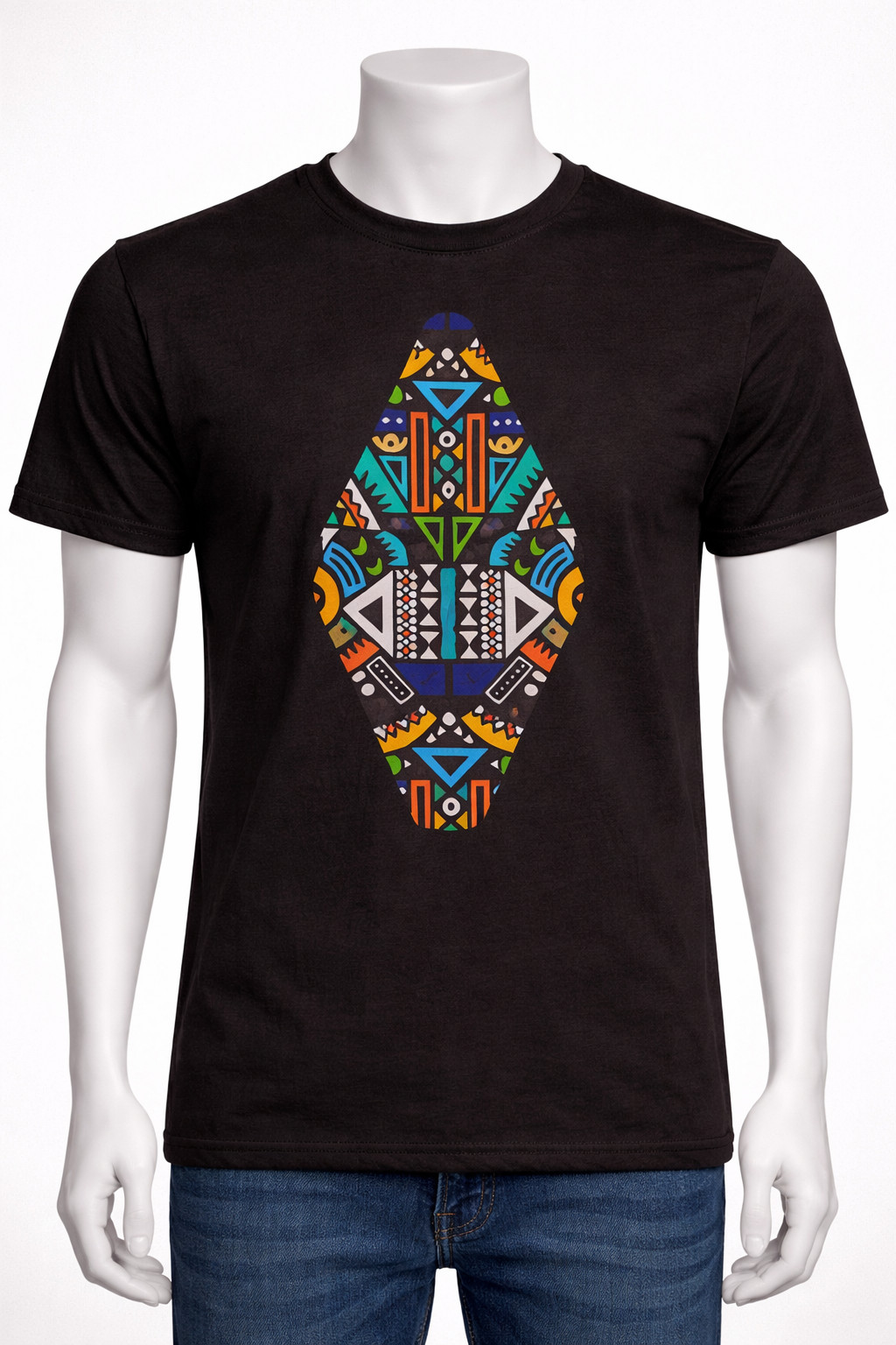 Geometric African Print T-Shirt XL| White Graphic Tee | Tribal Pattern Shirt gallery