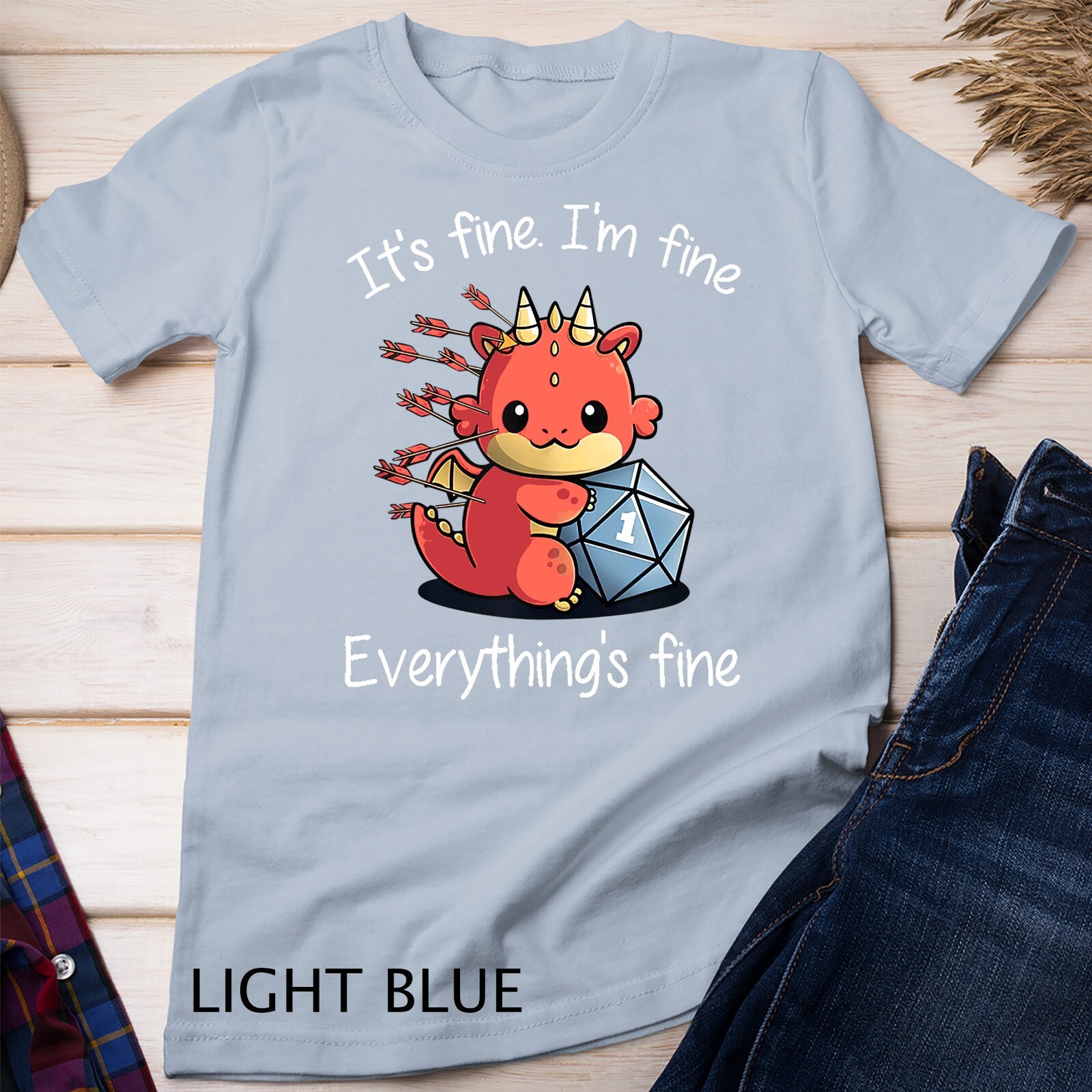 Everything's Fine - RPG Funny Dragon Unisex T-shirt gallery