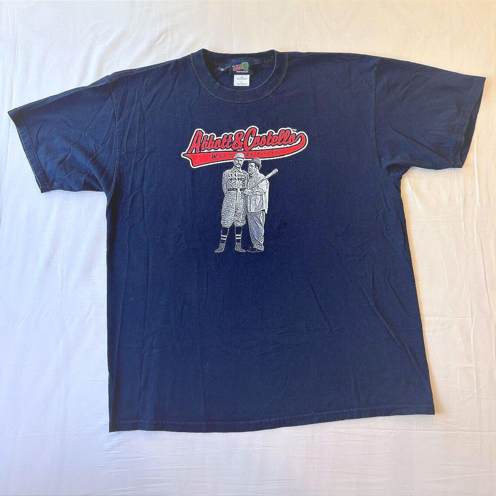 VTG Abbott & Costello Who's On First? T-Shirt XL Comedy Graphic Full Routine XL gallery