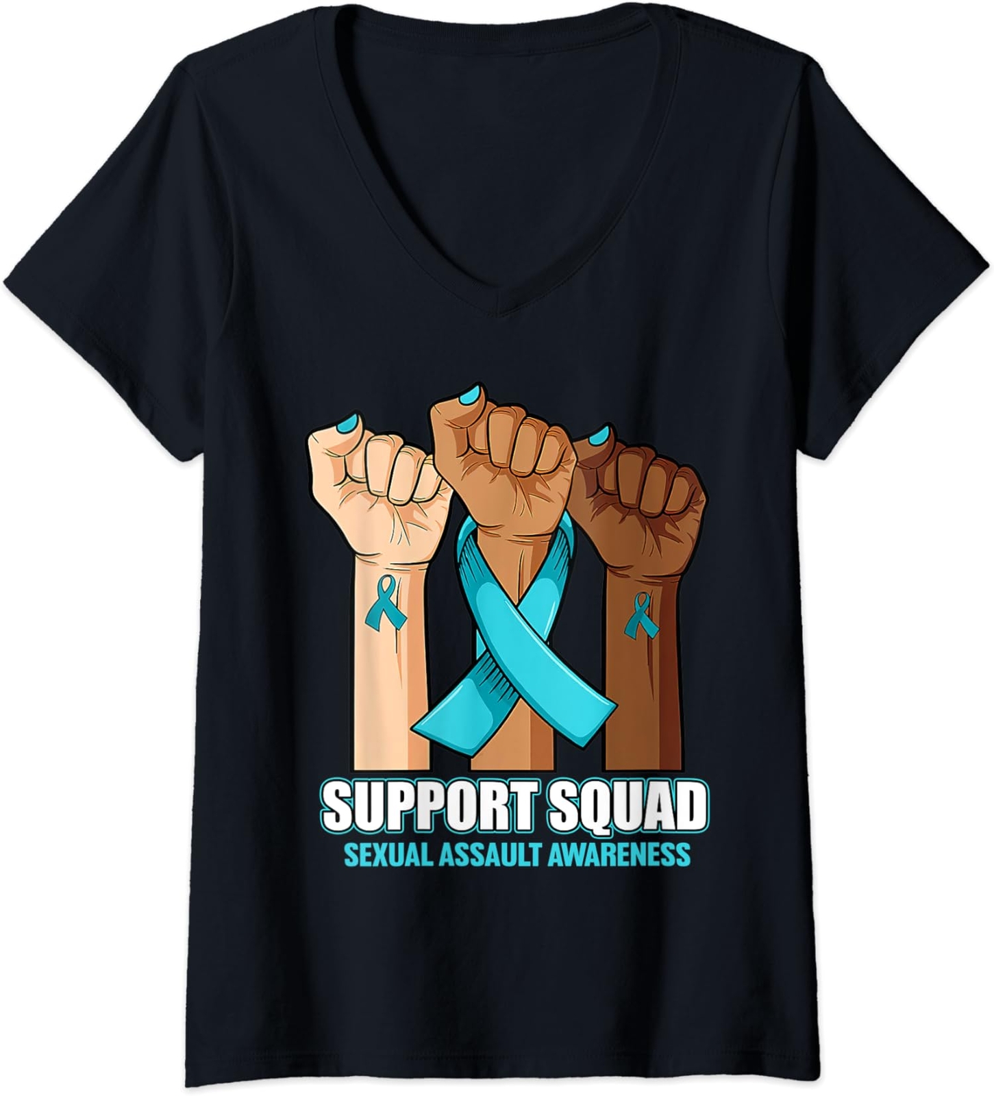 Support Squad Sexual Assault Awareness Month Teal Ladies' O-Neck Tshirt gallery