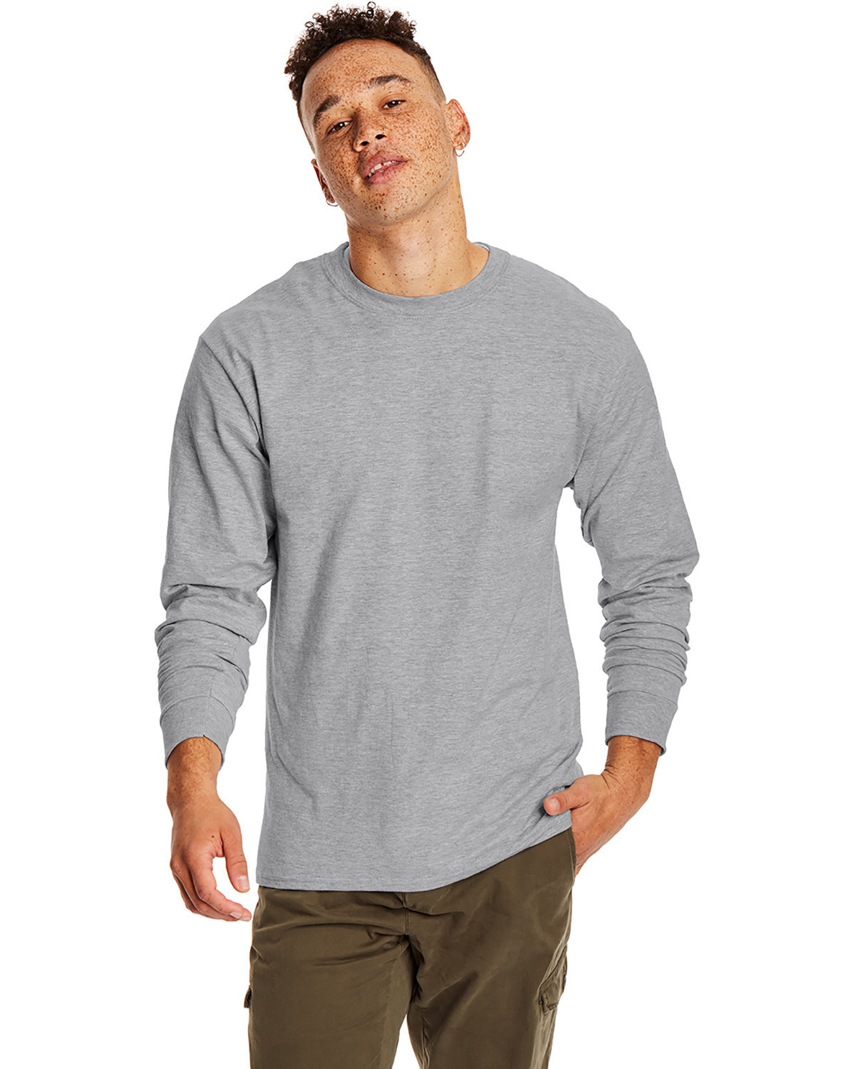 2 Pack Of Hanes 5186 Adult Long Sleeve Plain Crew Neck Stylish Beefy-T T-Shirt gallery