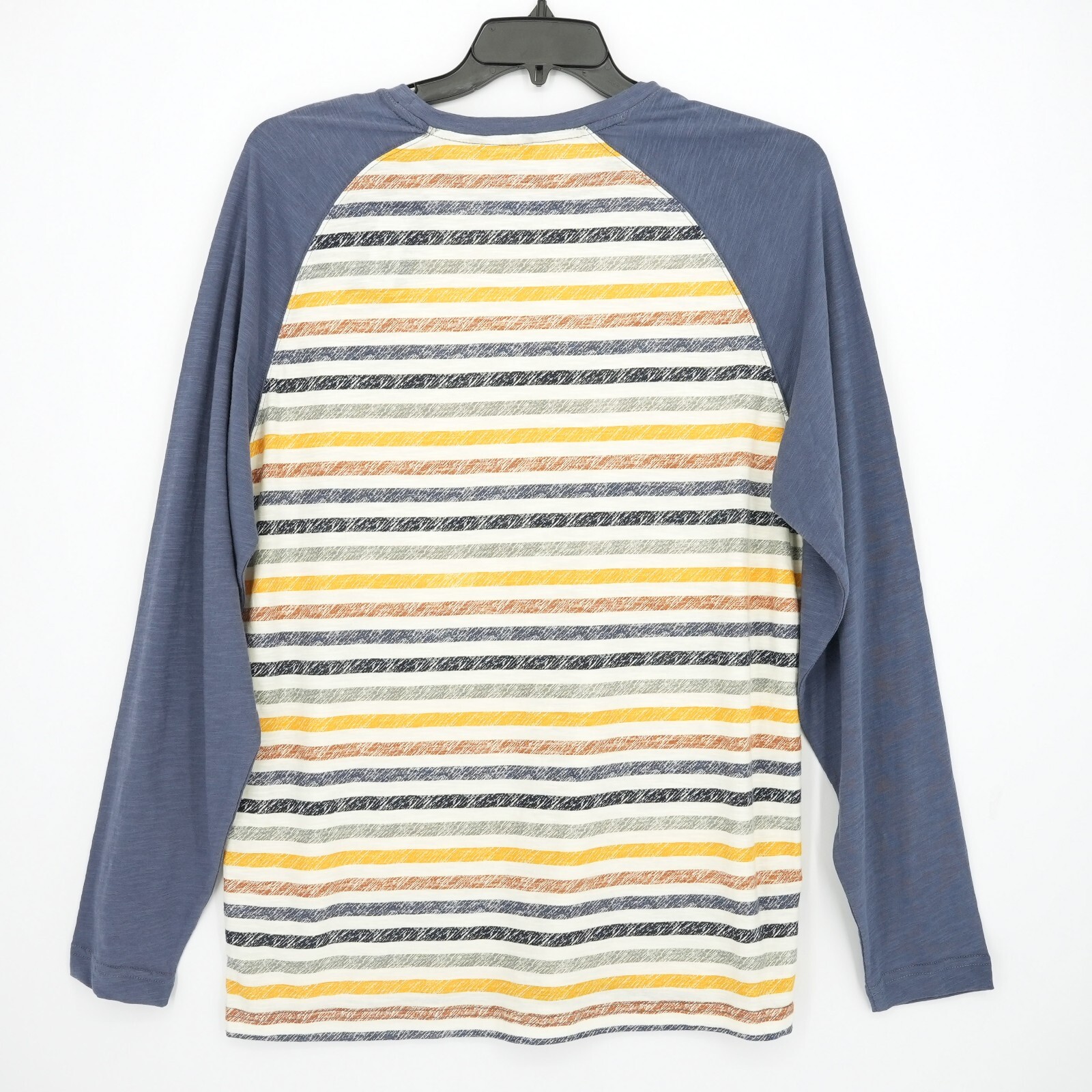 Solaris Men's Long-Sleeve Shirt L Blue White Yellow Orange Gray Striped NWT gallery