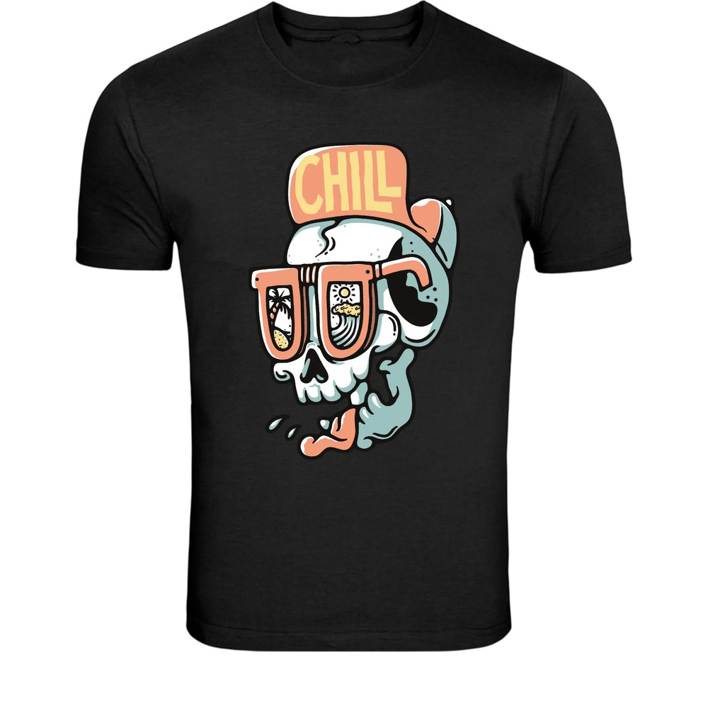 Chill Skull Summer T-Shirt – Funny Beach Vacation Graphic Tee