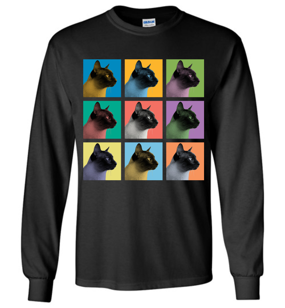 Siamese Cat Pop Blocks T-Shirt - Men Women Youth Kids Tank Long Sleeve Tee gallery