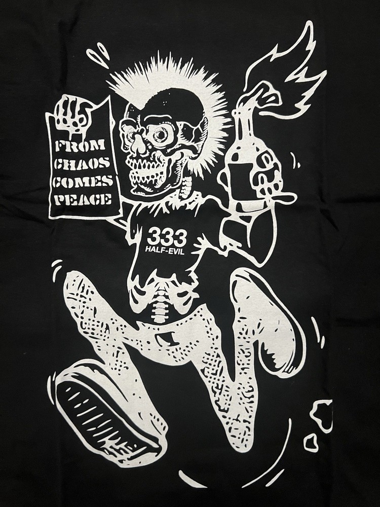 Half Evil 333 Graphic T-Shirt Tee Black Size Large