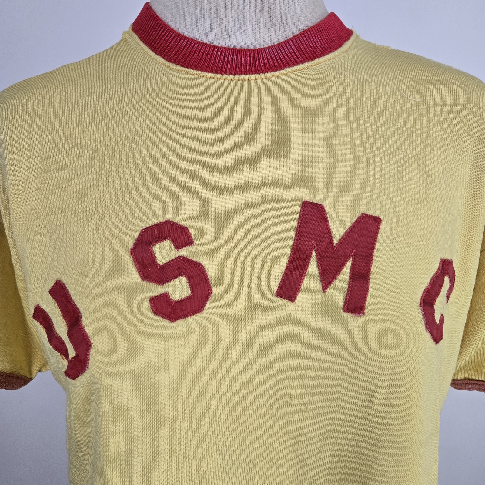 True Vintage 50s 60s Durene USMC Jersey Military Nylon Blend Light Distress Sz M gallery