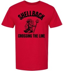 Shellback Crossing The Line Printed T-Shirt Nautical Maritime King Neptune Tee