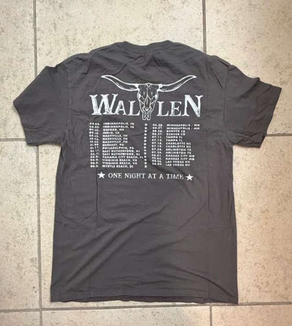 Morgan Wallen Tour 2023 T-Shirt Medium Unisex Gray One Night At A Time NWOT gallery
