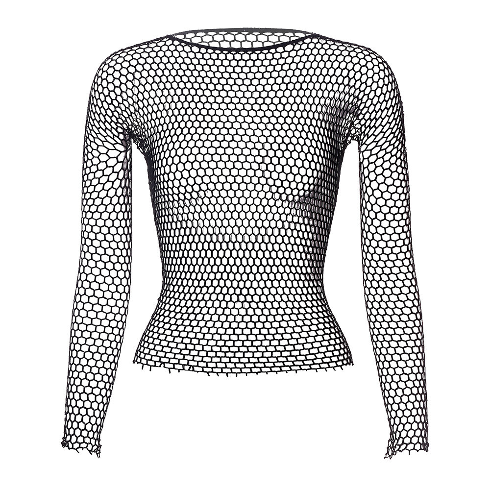 New Men Sexy Long Sleeve Muscle Undershirt Tops Mesh See Through Fishnet T-Shirt