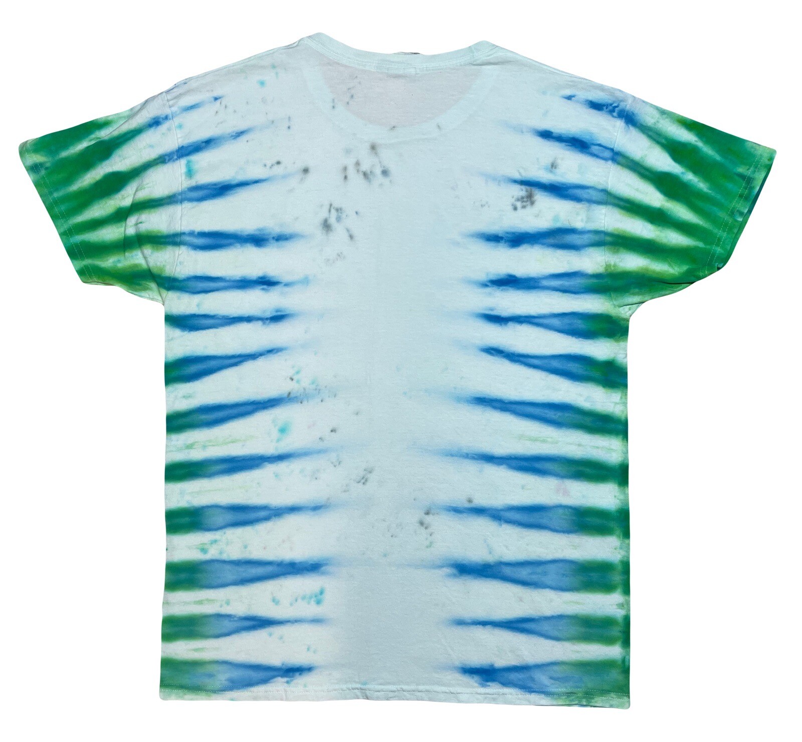 Thr333 Handmade Green & Blue Spikes Ice Tie Dye T-Shirt (Large) gallery