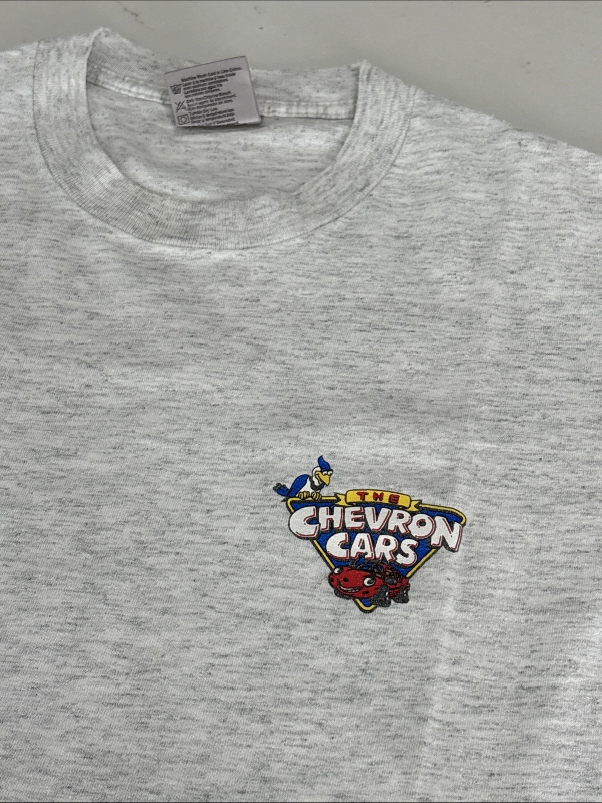 Y2K 90s The Chevron Cars T-shirt Purple automobile Car Wash Heather Gray Size M gallery