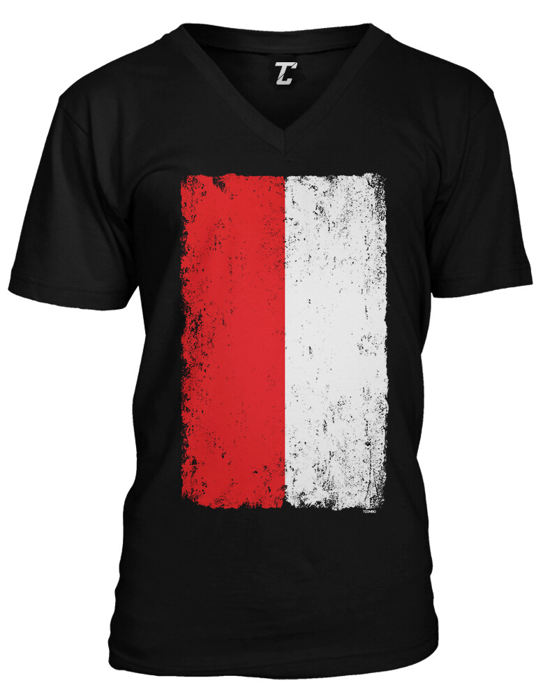 Distresed Poland Flag – Polish Polska Country Pride Unisex V-Neck T-shirt