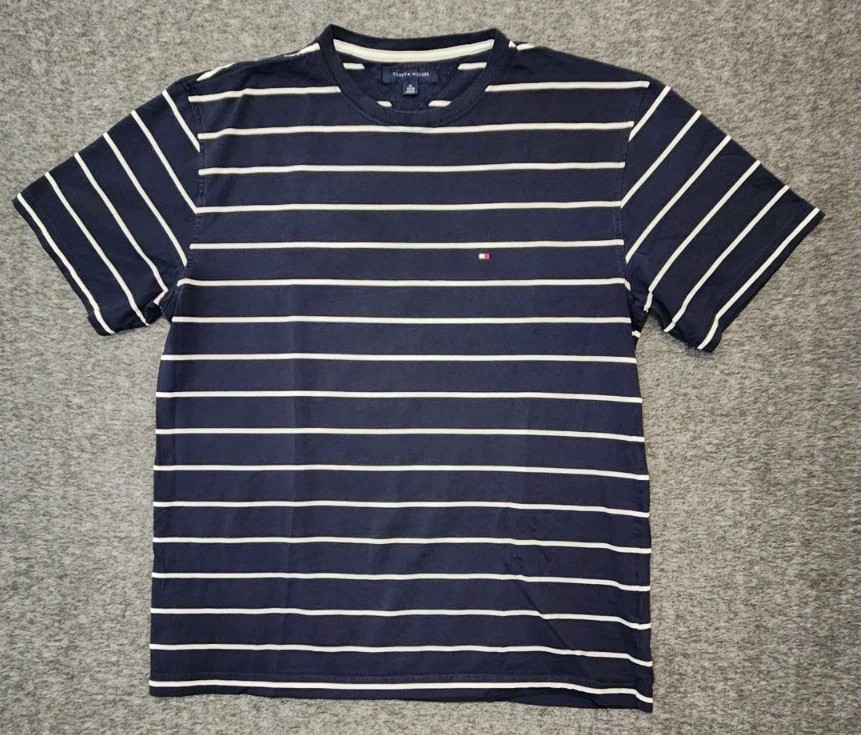 Tommy Hilfiger Top Navy White Striped Size XL Measurements in Description gallery
