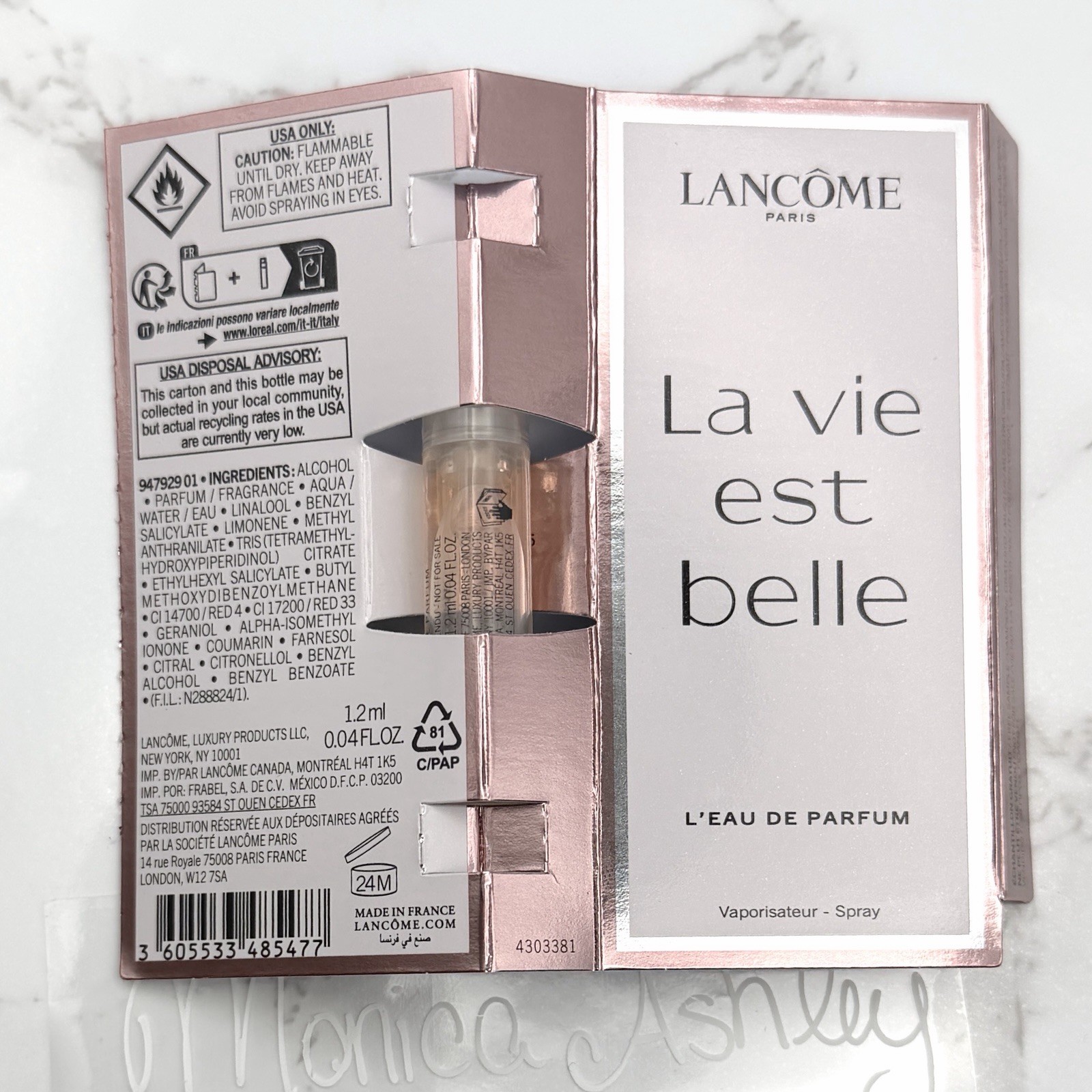 3x LANCOME La Vie Est Belle L’EAU De Parfum Spray Sample 1.2ml Perfume Sample