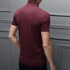 Men Half High Collar Mercerized Cotton Short Sleeve Slim Fit T-Shirt Solid Color