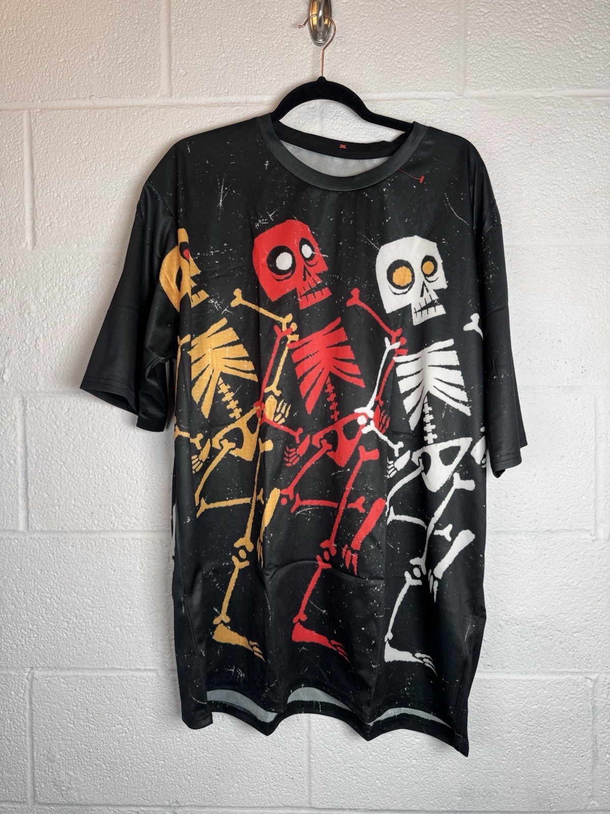 Halloween Skeleton Dance Graphic Shirt 2XL All Over Print Semi Sheer Tee gallery