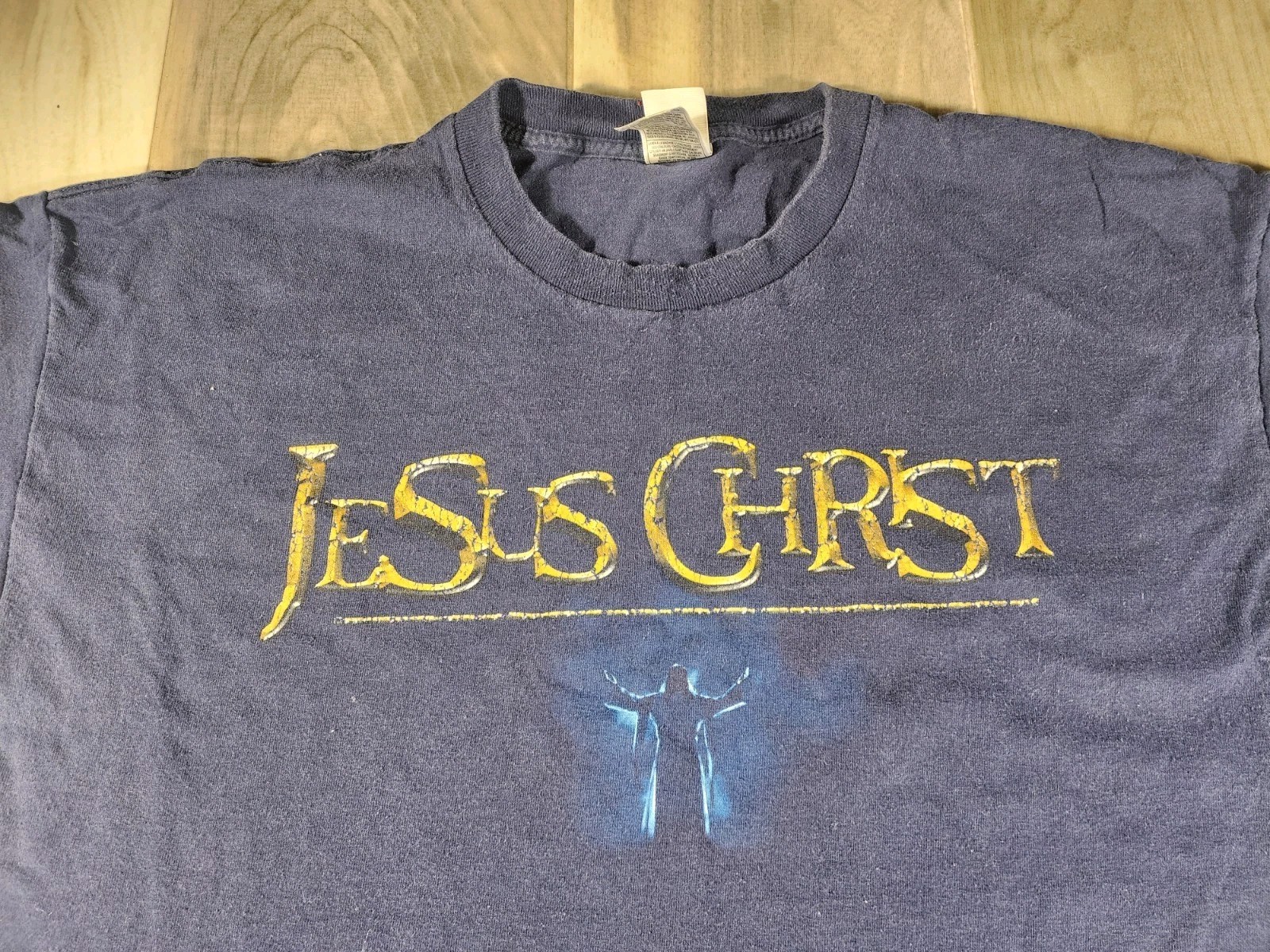 Vintage Jesus Christ Hebrews 9:14 Short Sleeve Navy Blue 2XL Y2k 2000s gallery