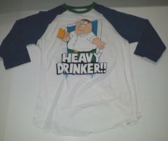 Family Guy Peter Griffin Heavy Drinker Raglan Tee Shirt Men’s XL X-Large NEW