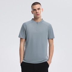 New Half Zip Short Sleeve Men’s High Stretch Quick Dry Running Fitness Shirt