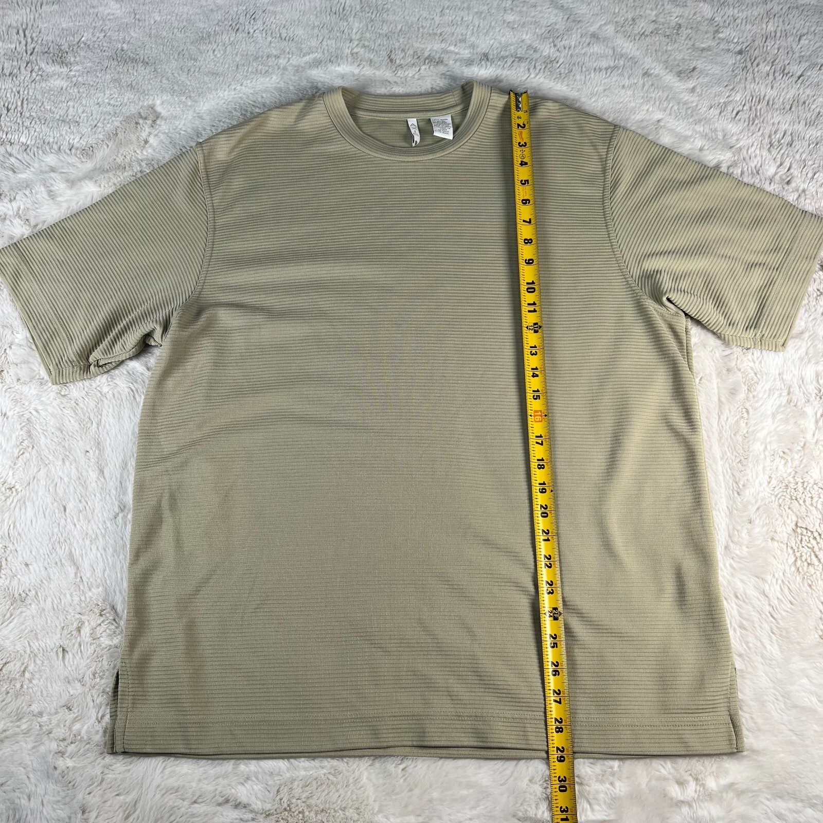 Vintage Axis LA Mens Short Sleeve T-Shirt Textured Stripes Mens XL Light Green gallery