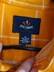 Mens Ivey Crew Light Orange With White Stripe Long Sleeve Button Up Size M
