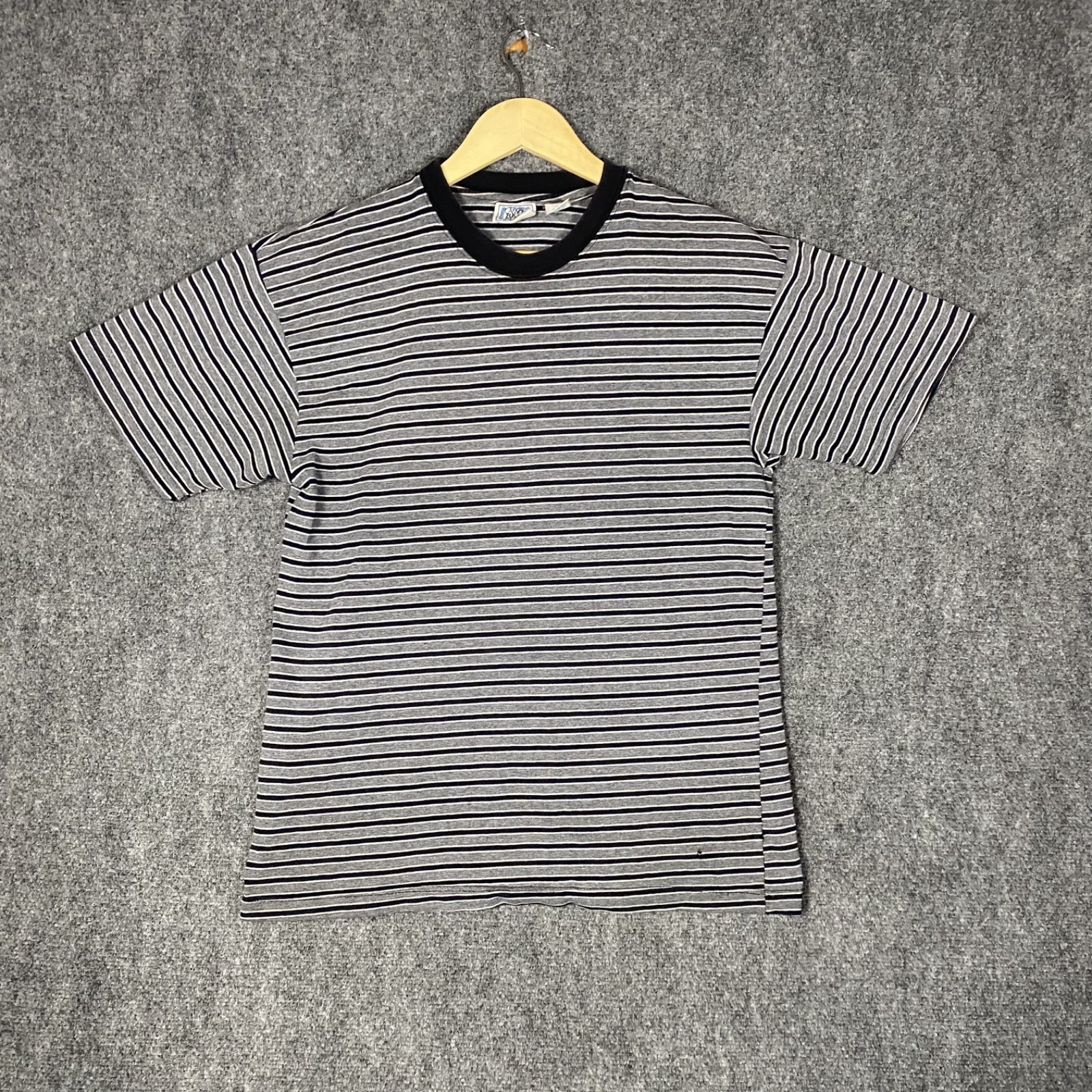 VINTAGE Canyon River Blues Ringer T Shirt Mens Large Blue Grey Striped 90s Blank gallery