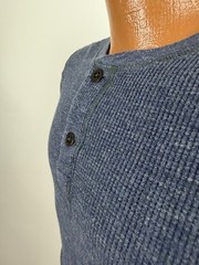 Wallace Barnes Shirt Men Medium Waffle-Knit Henley Thermal Minimal Heather Navy