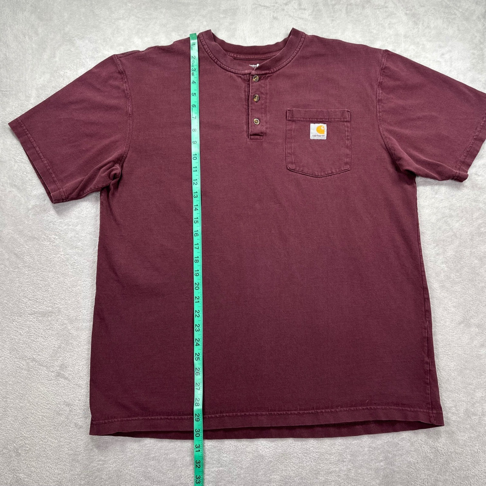 Carhartt Henley Shirt Mens Large Tall Maroon Loose Fit Short Sleeve Workwear gallery