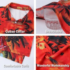 Hawaiian Shirt Mens Button Down Coconut Tree Print Beach Vacation Cruise Party @