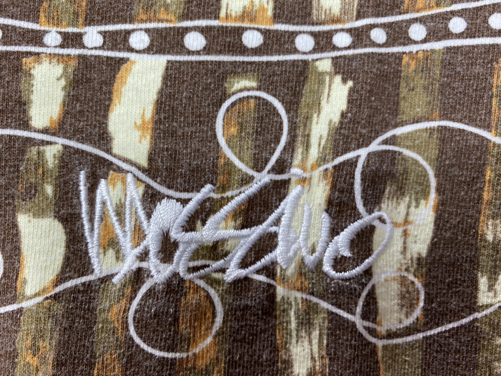 Vintage 80s 90s Mossimo All Over Embroidered Spellout Shirt Skate Surf Street XL gallery
