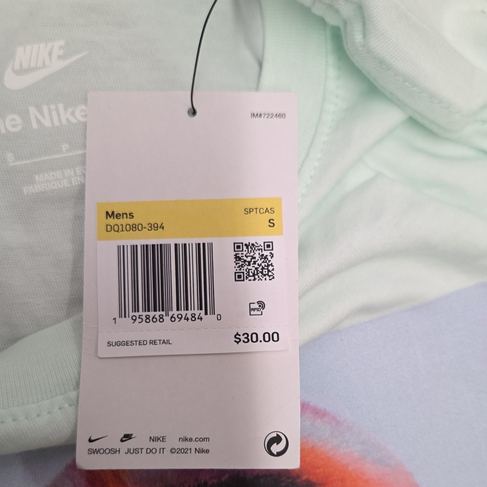 Nike The Nike Tee Men's S Mint Green Cotton Jersey Graphic Crew Neck T-Shirt gallery