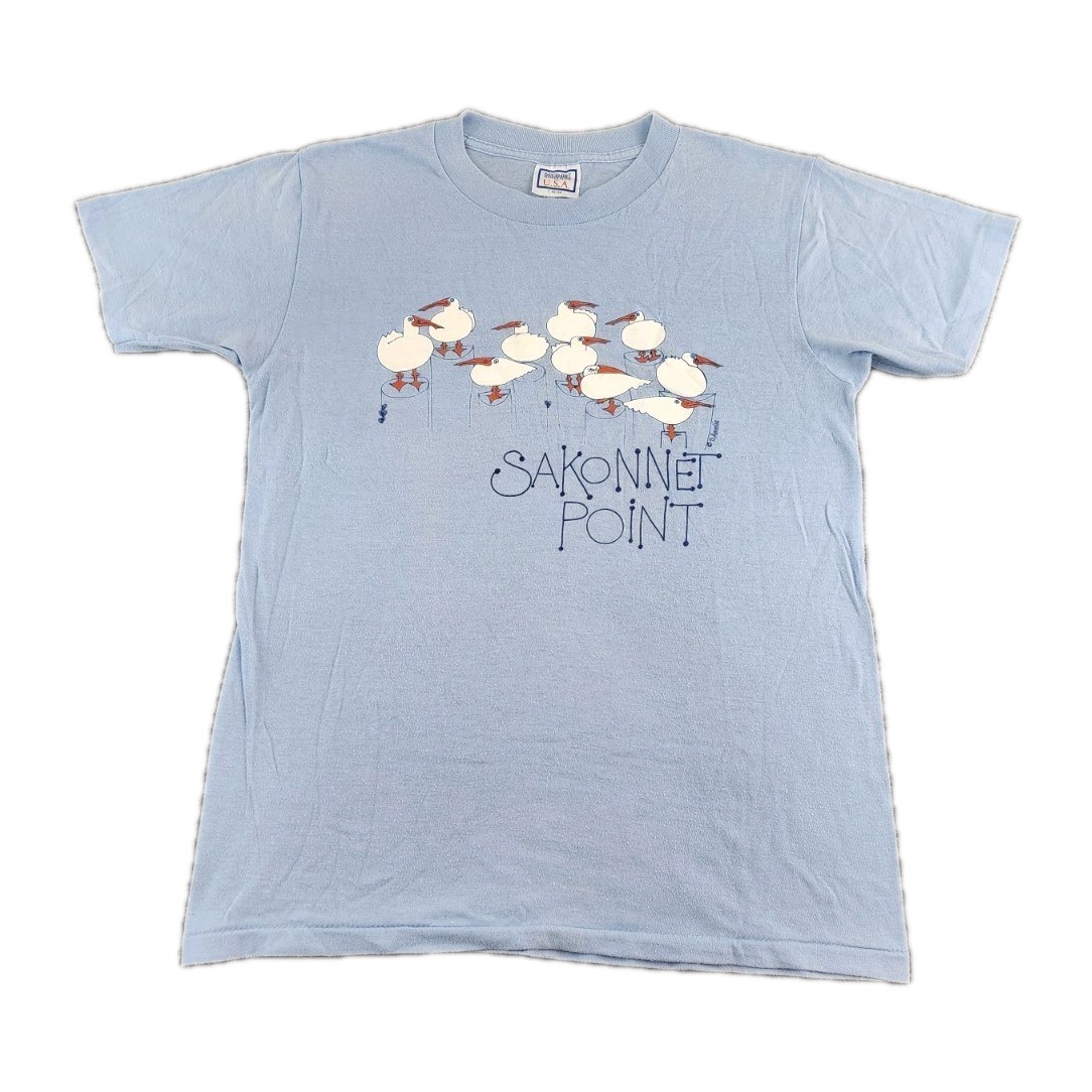 VINTAGE Sakonnet Point Shirt Mens Medium RI Seagull 80s Single Stitch Adult A20