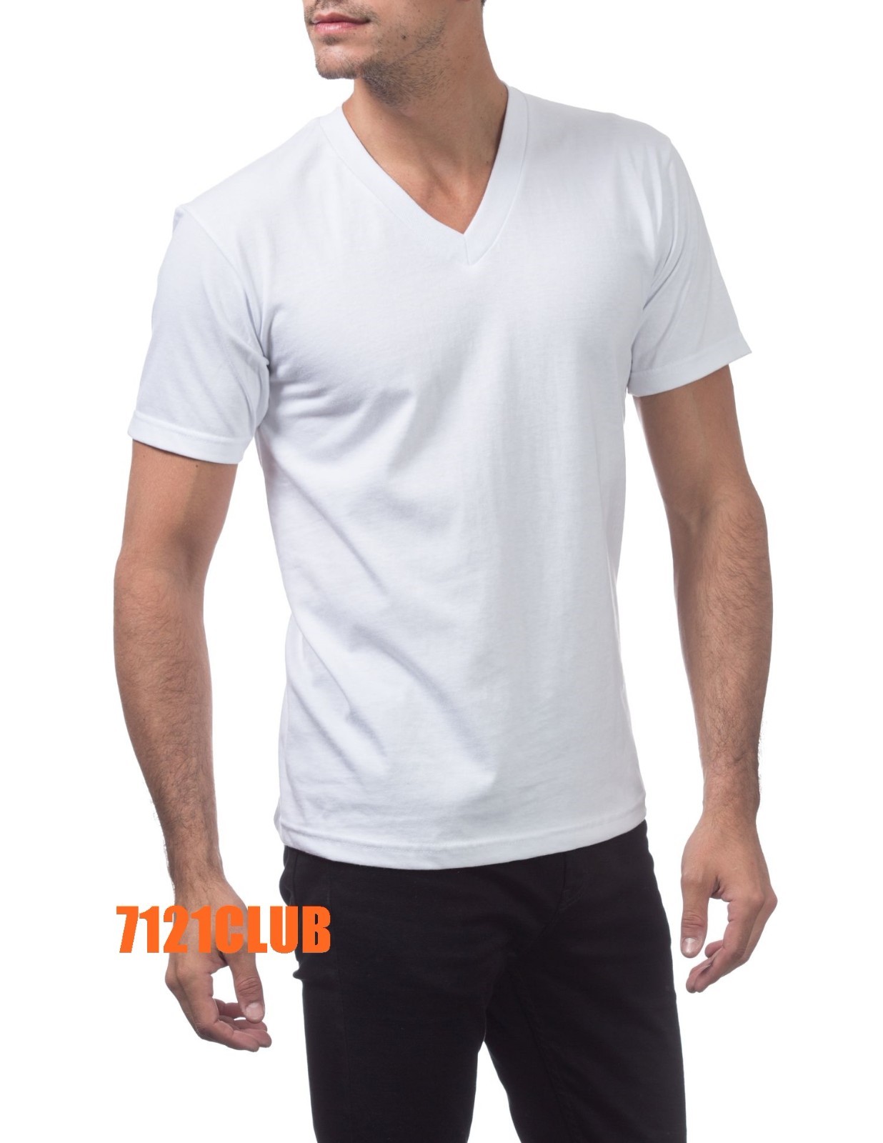 PRO CLUB MENS HEAVYWEIGHT V NECK T SHIRT PROCLUB SHORT SLEEVE WHITE BIG AND TALL gallery