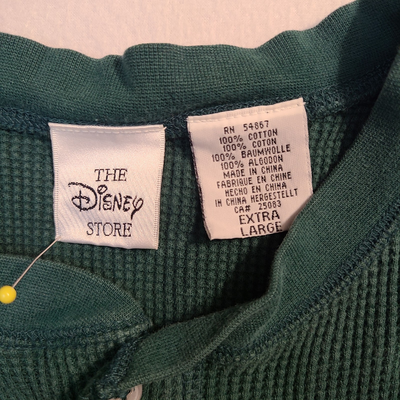 Disney Store Tigger Waffle Knit Henley Shirt XL Green Long Sleeve Winnie Pooh gallery
