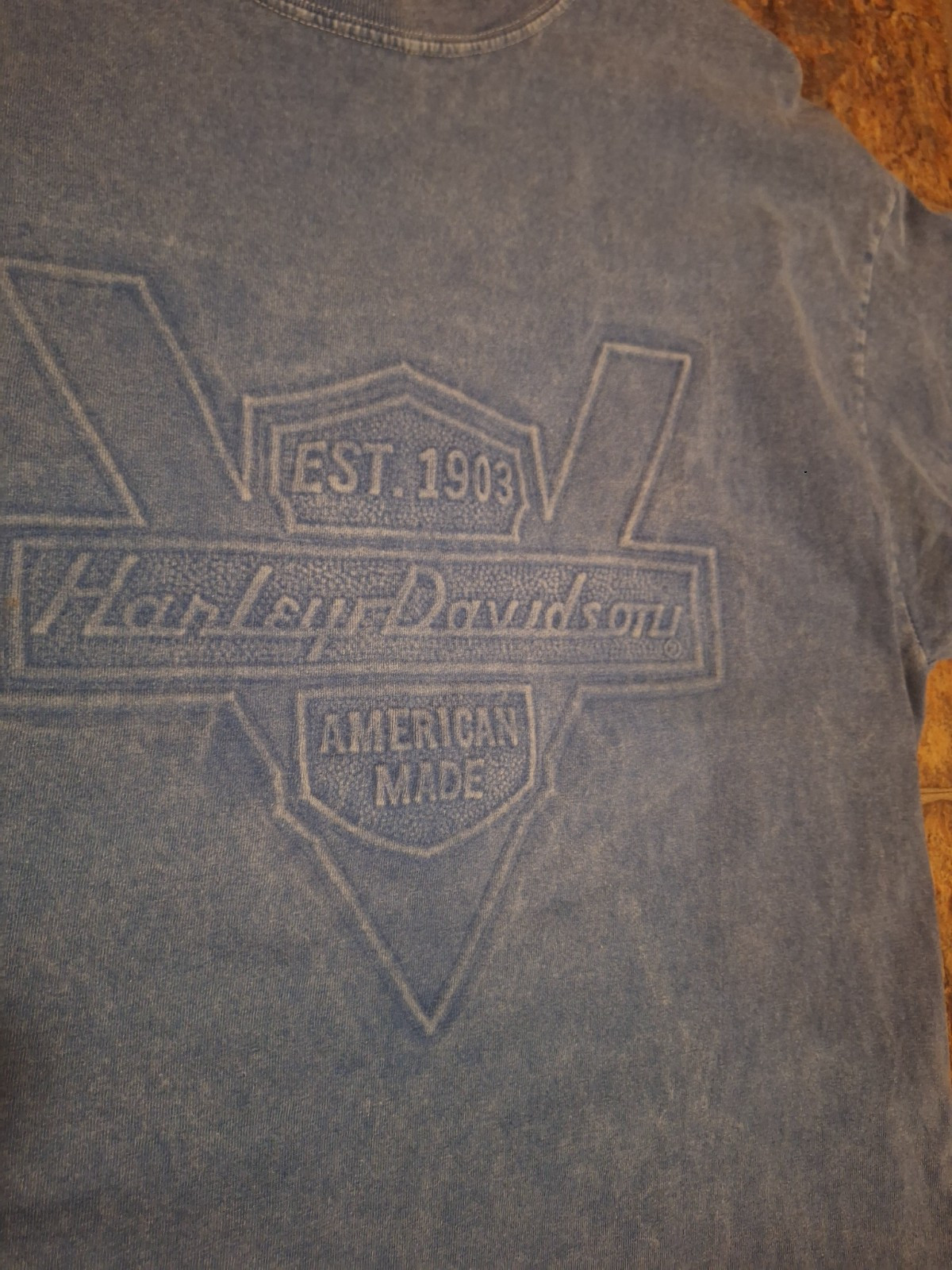 Vintage Harley Davidson Shirt Blue See Measurement Tucson Motorcycle Men L 90s gallery