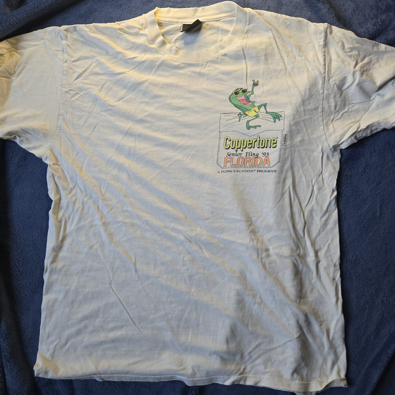 VTG 1993 Coppertone Senior Fling Florida Frog Graphic T-Shirt