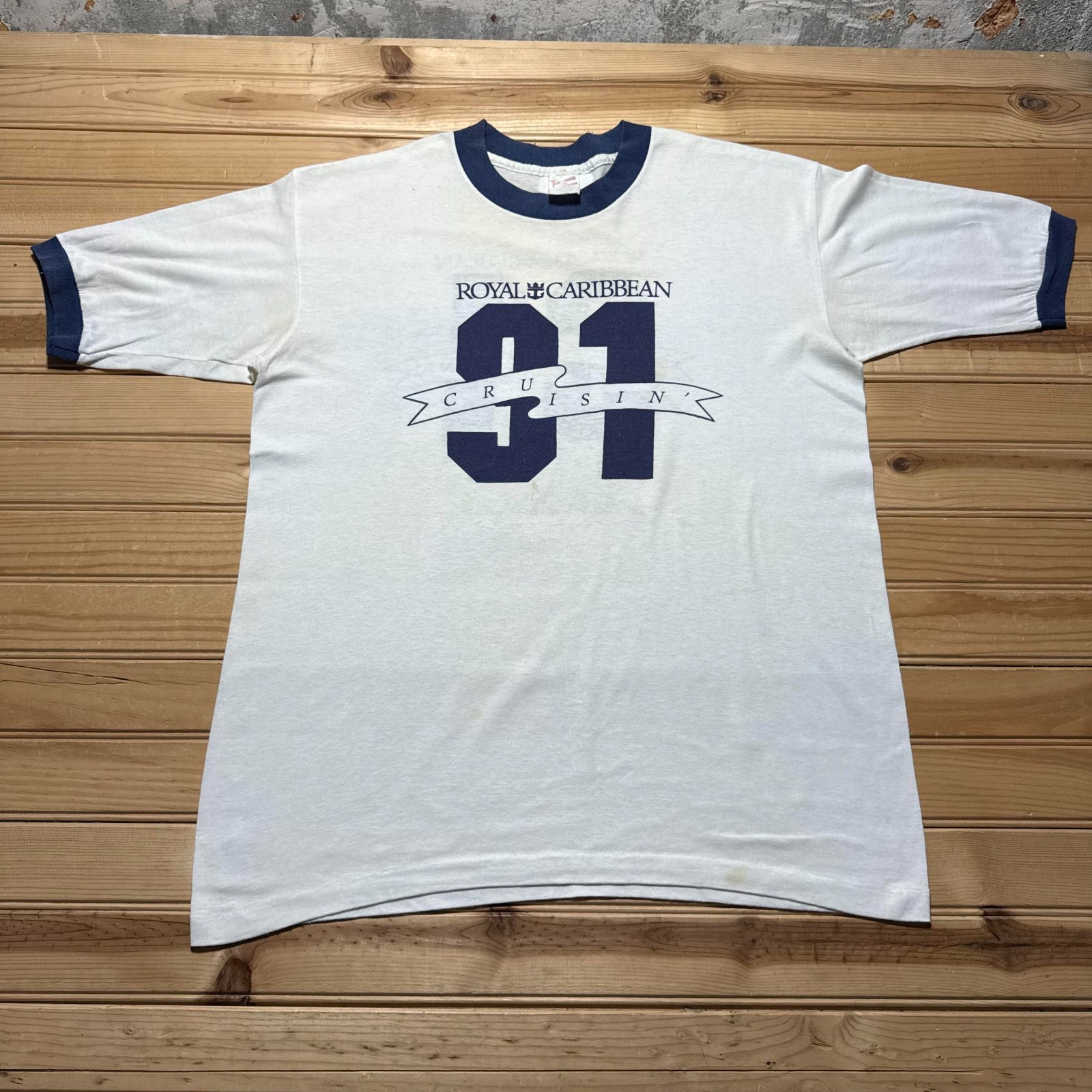 Vintage 1991 Royal Caribbean #91 Cruise Ship Souvenir Ringer T-Shirt Men's Large gallery