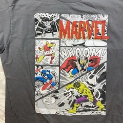 Marvel Comic Classic Character Collage Charcoal Grey T Shirt Sz L Graphic Modern