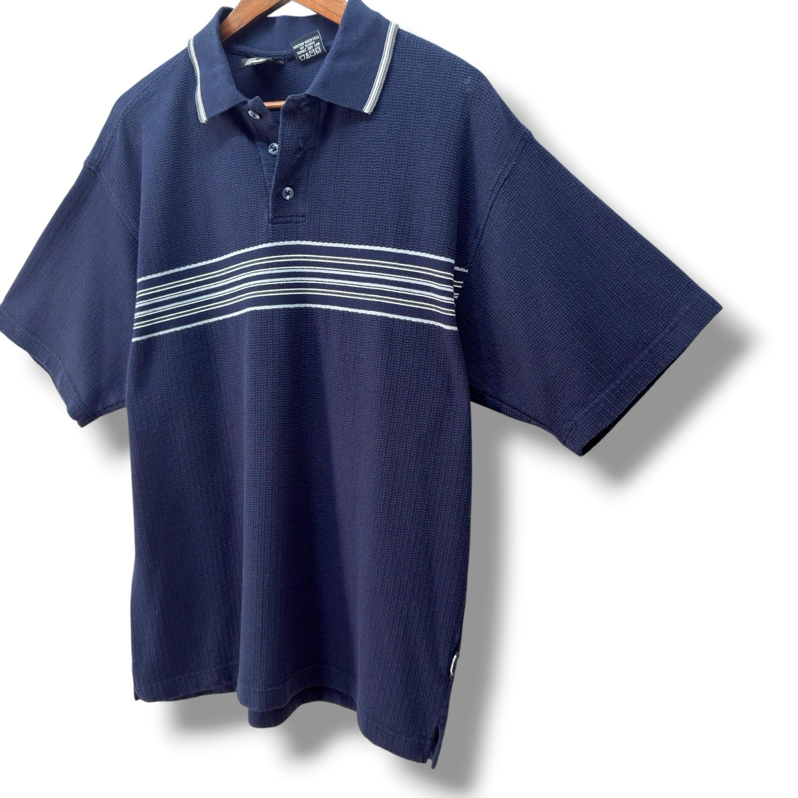Vintage Y2k No Fear Striped Polo Shirt Men Size L Skater Grunge 90s Pickleball gallery