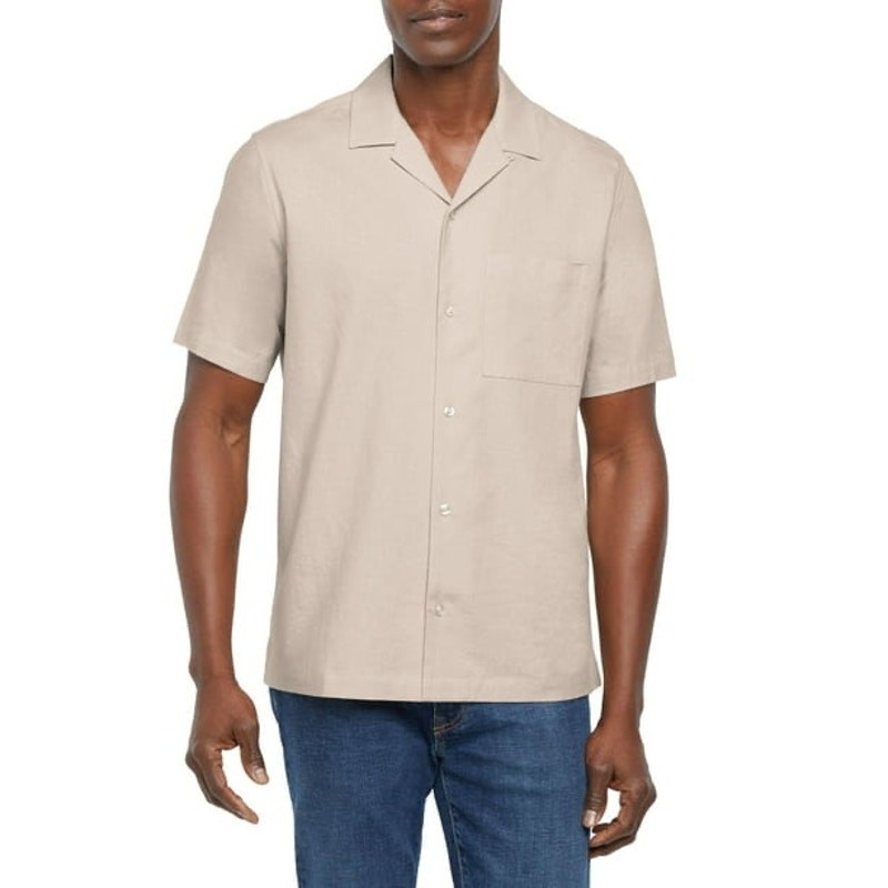 Gap Linen Blend Camp Collar Short Sleeve Shirt Men’s XXL Relaxed Fit