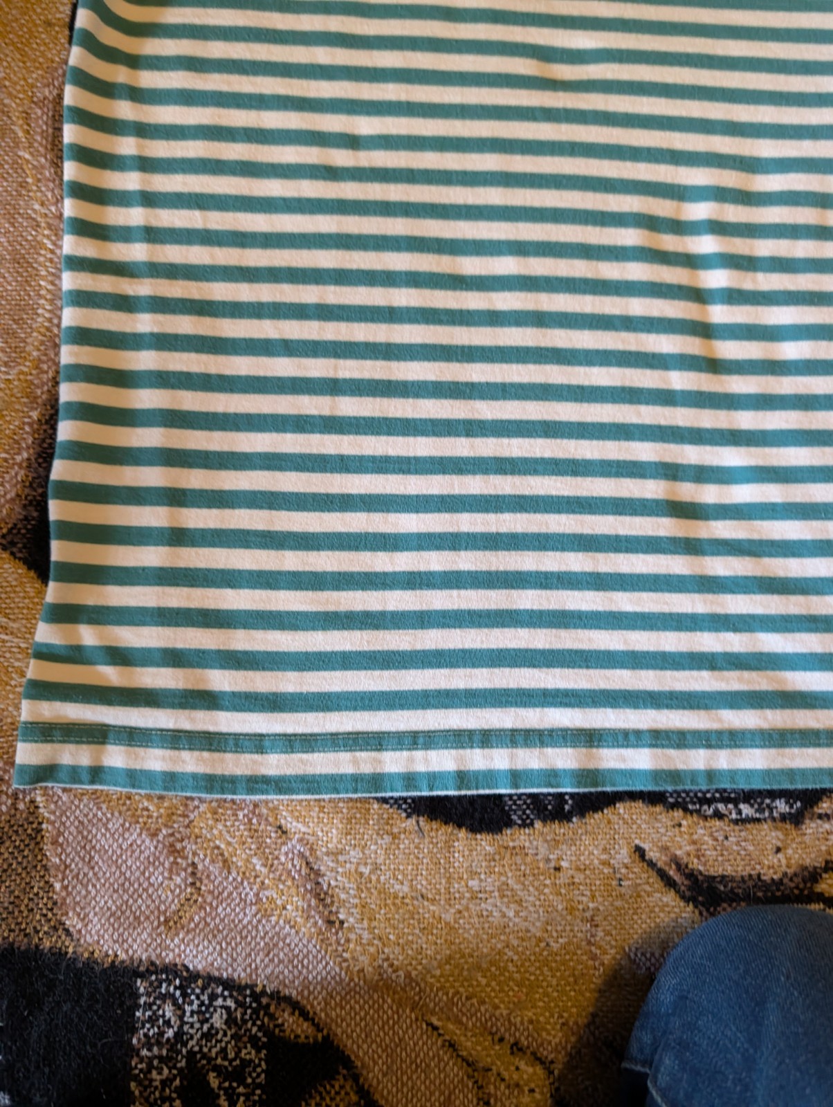 Eddie Bauer T Shirt Large Green VTG 90s Striped Crew Neck Short Sleeve gallery