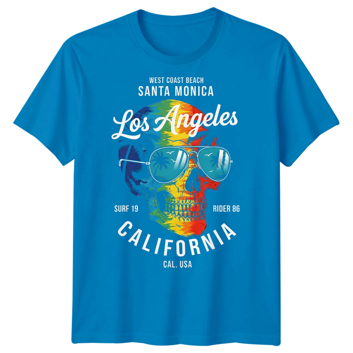 Los Angeles California Travel Mens T-Shirt Santa Monica West Coast Beach Skull gallery