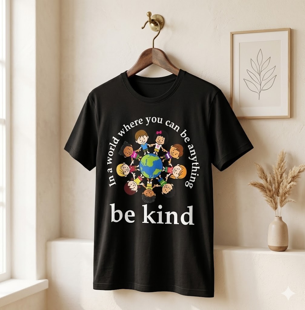 In A World Be Kind Kids Earth World Kindness Day Teachers T-Shirt - H077 gallery