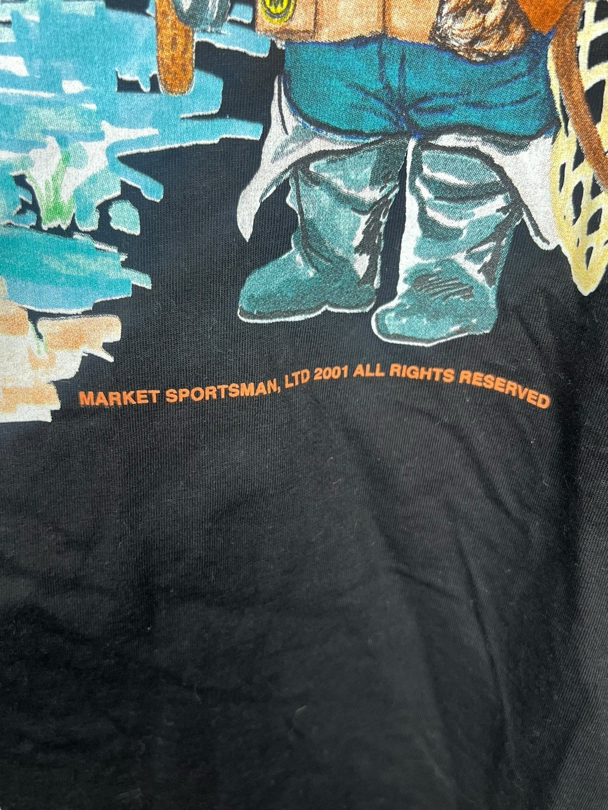 Vintage Y2K Market Sportsman Fishing Bears Graphic T-Shirt XL Black Outdoors gallery