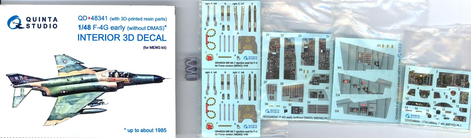 Quinta Studios 1/48 F-4G PHANTOM 3D DECAL COLORED INTERIOR SET with RESIN PARTS
